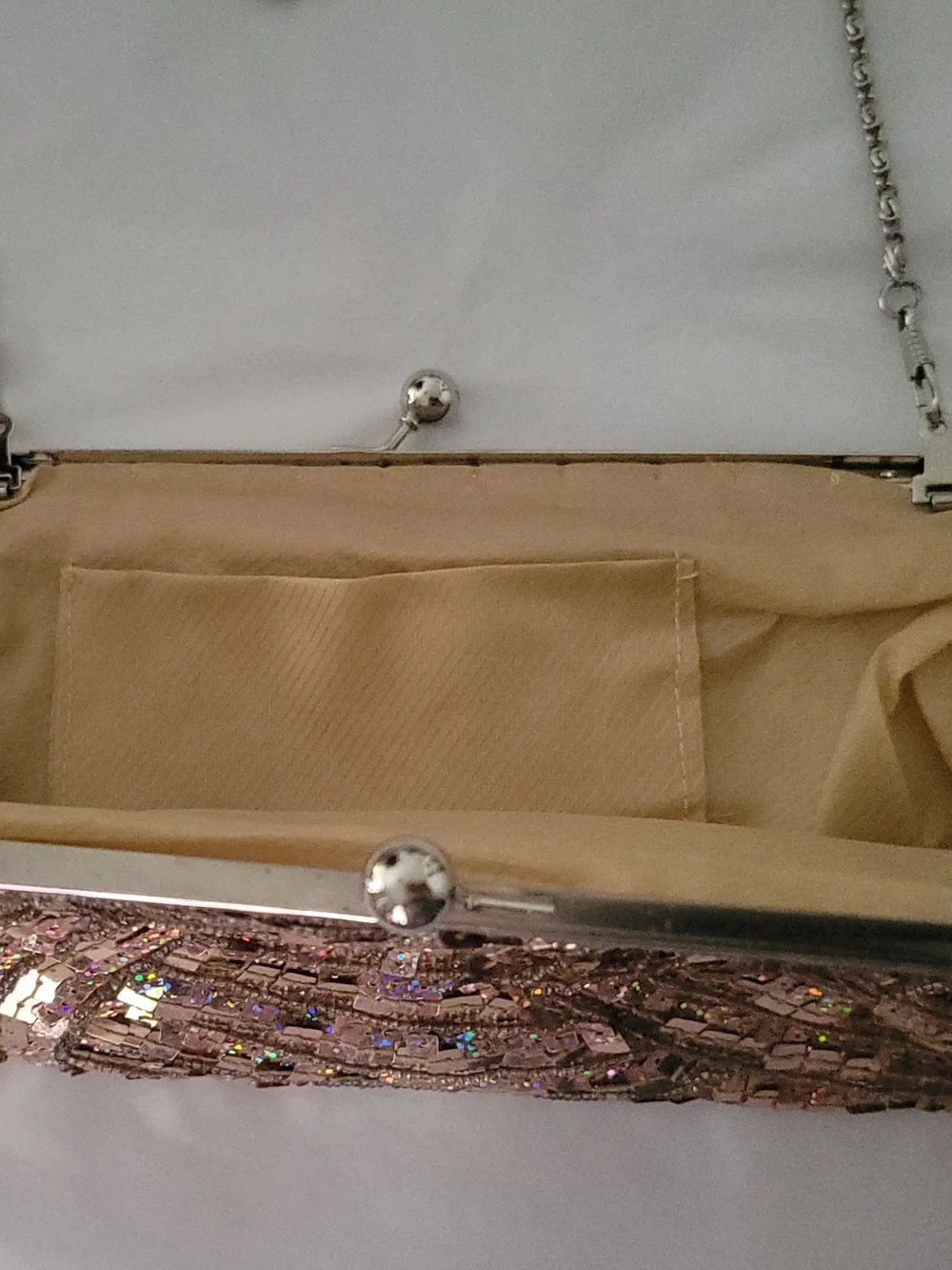 Sequin Evening Clutch with Chain Strap